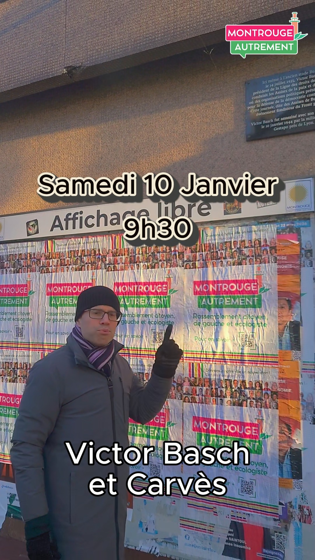 Rendez-vous le 10 janvier 2026 à 9h30 à Montrouge, à l'angle des rues Victor Basch et Carvès, pour un hommage à Victor et Ilona Basch

Victor Basch, président de la Ligue des droits de l’Homme, était une figure majeure de l’antifascisme, assassiné aux côtés de sa femme Ilona par la Milice en 1944. À Montrouge, en 1935 a été prononcé le serment de Buffalo, appelant au rassemblement face à la montée du fascisme. Aujourd'hui, le combat continue.

#montrouge #montrougeautrement