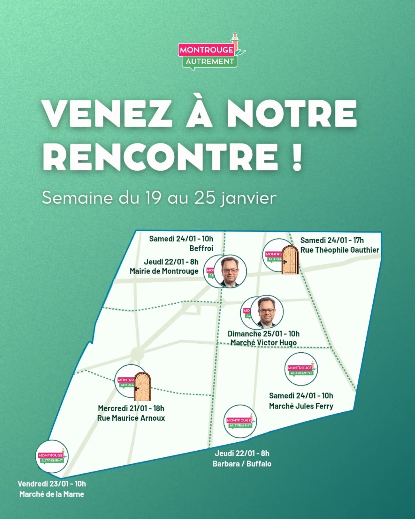 Venez nous rencontrer sur le terrain du 19 au 25 janvier !